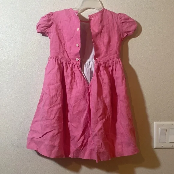 Pink dress white lined, the pink side looks and feels like linen - Picture 3 of 4
